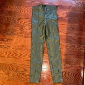 Zara faux leather dark green leggings